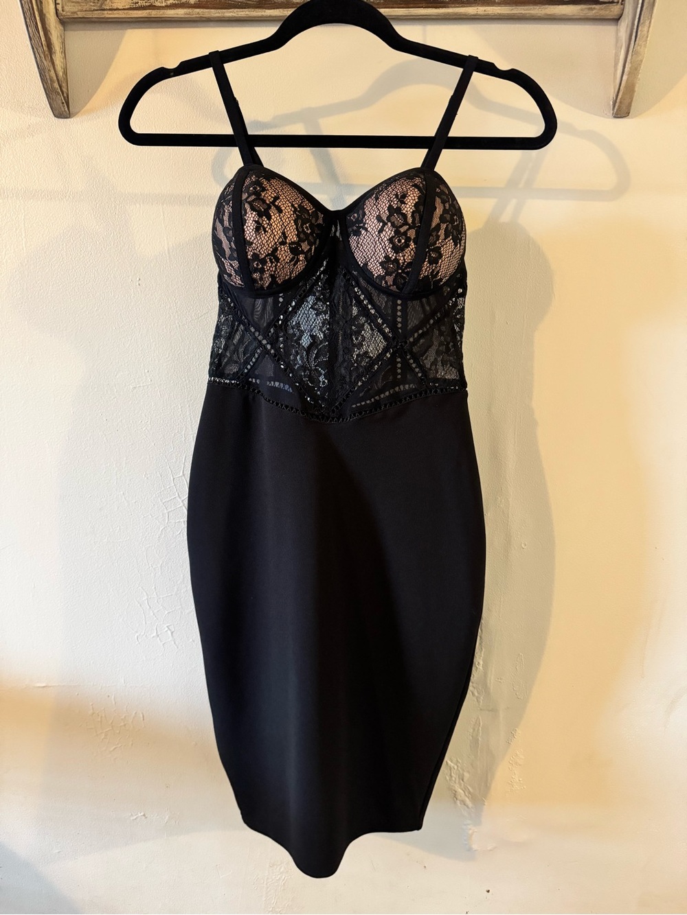 Entry Black Lace Bustier Chemise with Underwire Cups